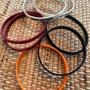 Harley Davidson set of 7 silicone bracelets- 2 red, 2 white, 2 black, 1 orange